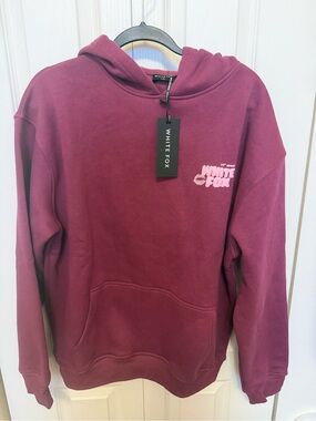 White Fox Boutique Maroon Graphic Crewneck Hoodie